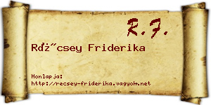 Récsey Friderika névjegykártya